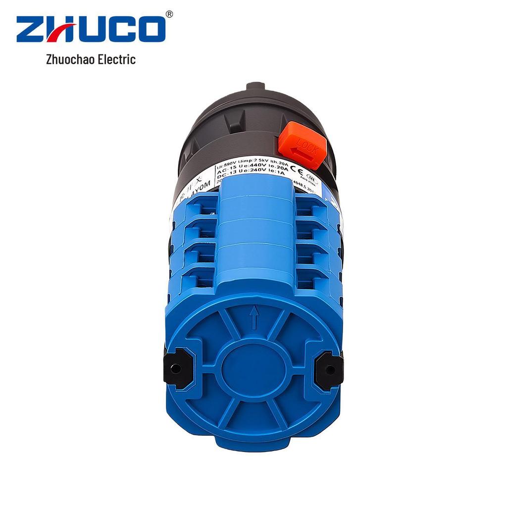 Переключатель-разъединитель Zhuochao SZW26-20C/D404.4YOM, 3-позиционный, 4-полюсный (Без панели, крепление в одно отверстие)