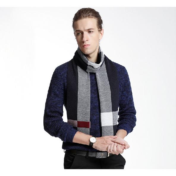 2025 Autumn/Winter New Men'S Cashmere Scarf Thickened, Stylish, European And American Men'S Classic Stripe