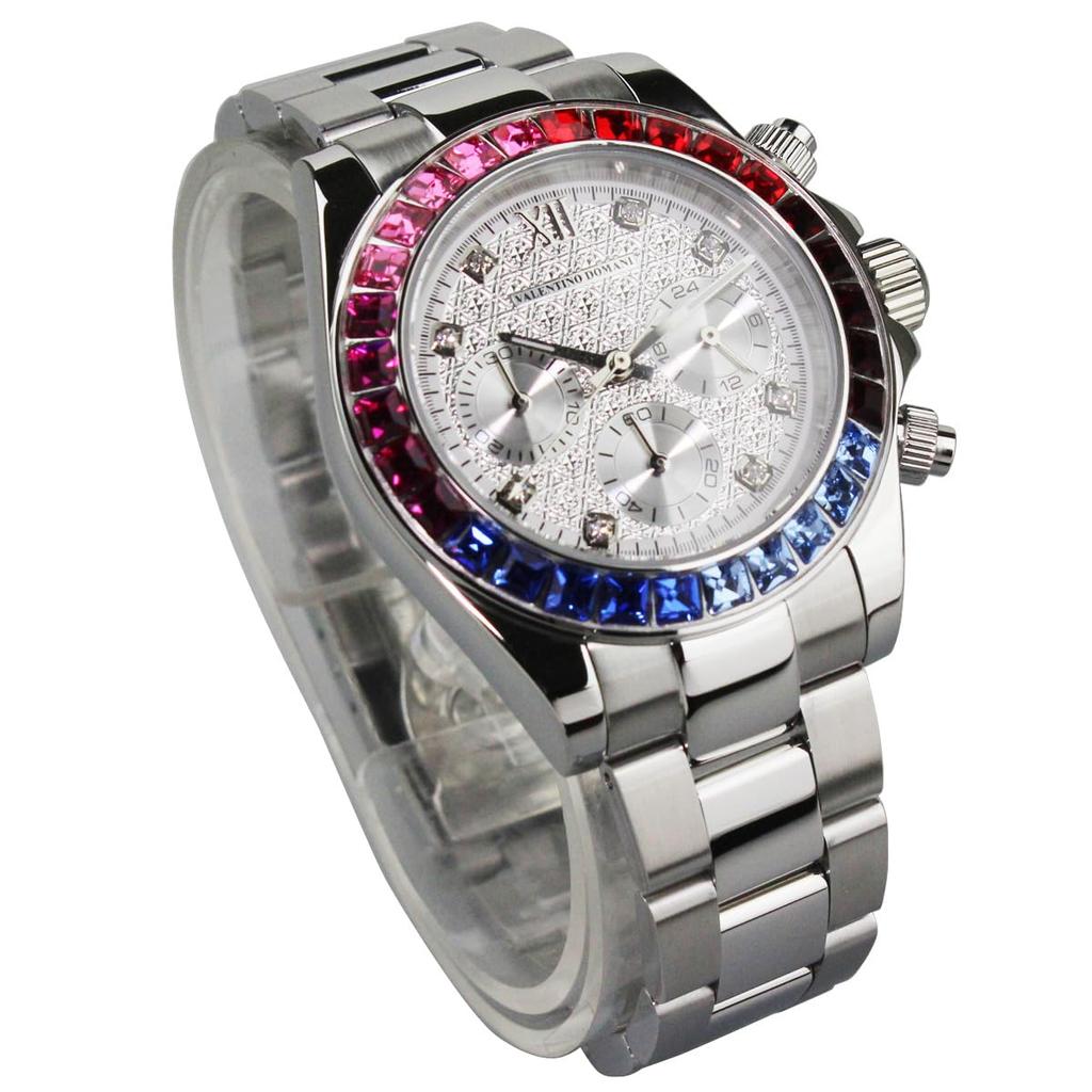 VALENTINO DOMANI Watch with Silver and Zirconia Bezel Men's Zirconia, Face, (VD006MSS)