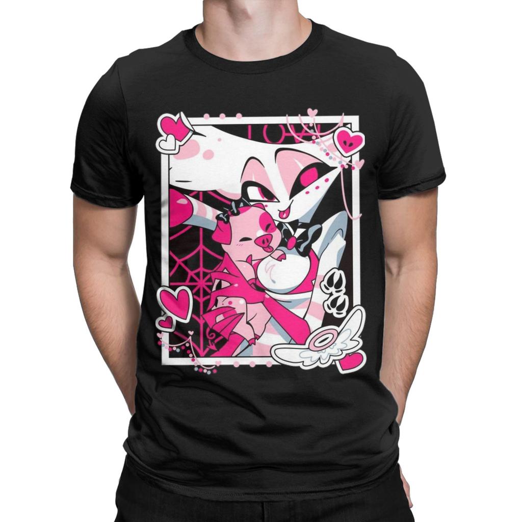 Angel Dusts и Fat Nugget Селфи Hazbins Hotels Футболка Мужская Хлопковая Повседневная Футболка С Круглым Вырезом Футболка С Коротким Рукавом Топы Подарок