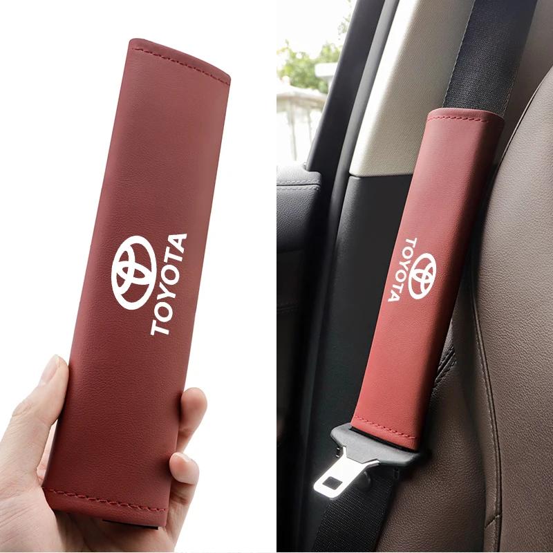  RATG2 For Toyota Car Pu Leather Seat Belt Shoulder Protection Set Interior Accessories  Corolla Crown Yaris Chr Auris Rav4car sticker