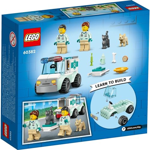LEGO City Ветеринарная машина скорой помощи 60382, конструктор в подарок для мальчиков и девочек от 4 лет.