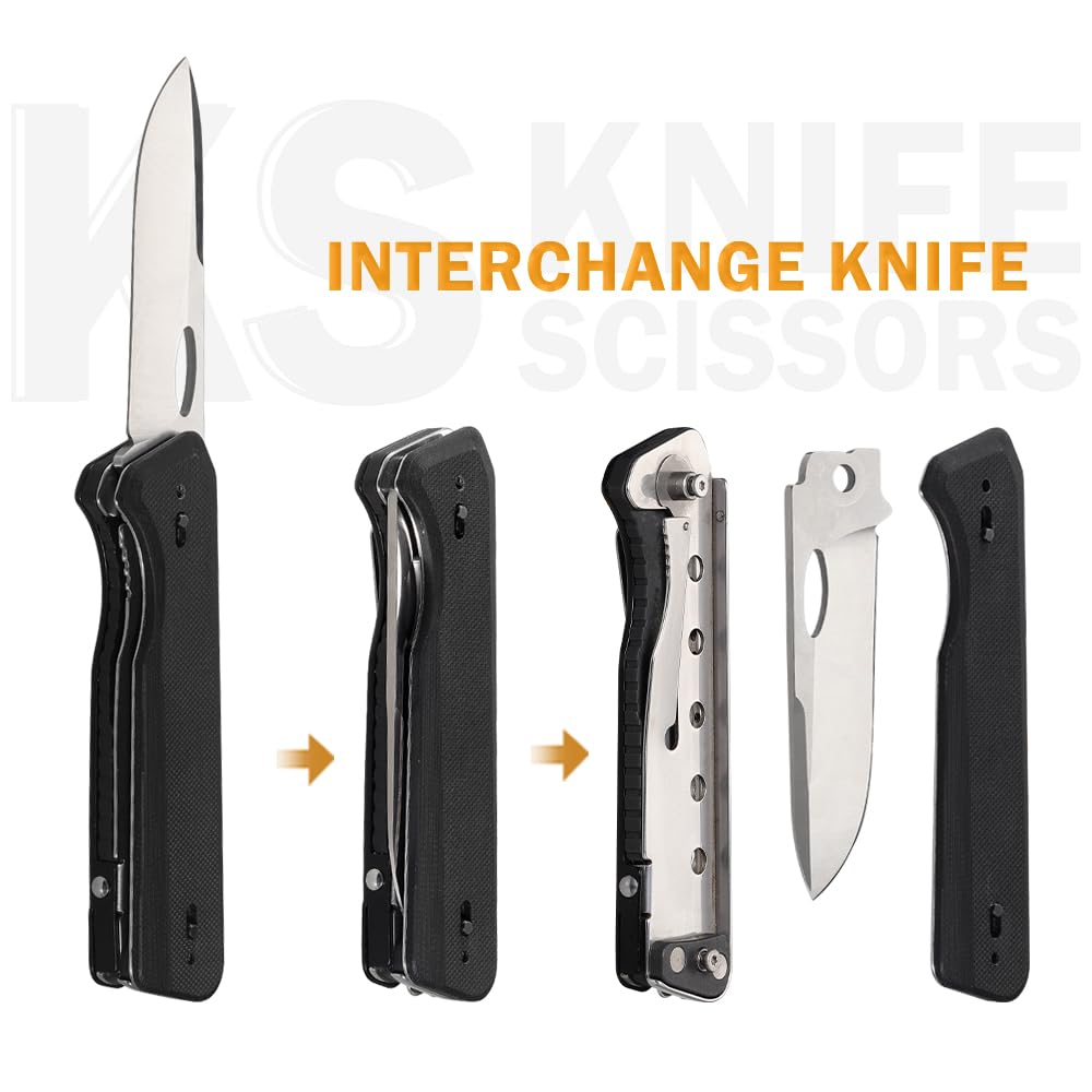 Roxon S501U Удобно носить с собой на ремне, складные карманные ножницы со сменным ножом, идеально подходят для Прочный и легкий, поэтому его можно носить с собой