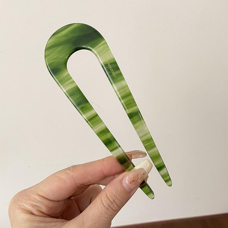 Модная заколка для волос в форме вилки с мраморным принтом, ацетатная геометрическая заколка-палочка для создания пучка, для женщин, девушек, инструменты для создания винтажной прически своими руками