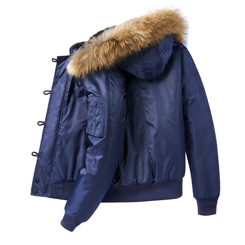 New Men MA1 Bomber Jackets Winter Cotton Padded Coats Fur Hooded Windbreaker Parka Male Outerwear