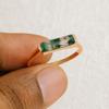Baguette Cut Moss Agate Ring: 925 Sterling Silver, Handcrafted Minimalist Jewelry, Pure Copper Ring