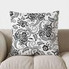 Blue  White Floral Mandala Pattern Doublesided Printed pillow cover Short plush Suitable living room sofas throw cushion cover