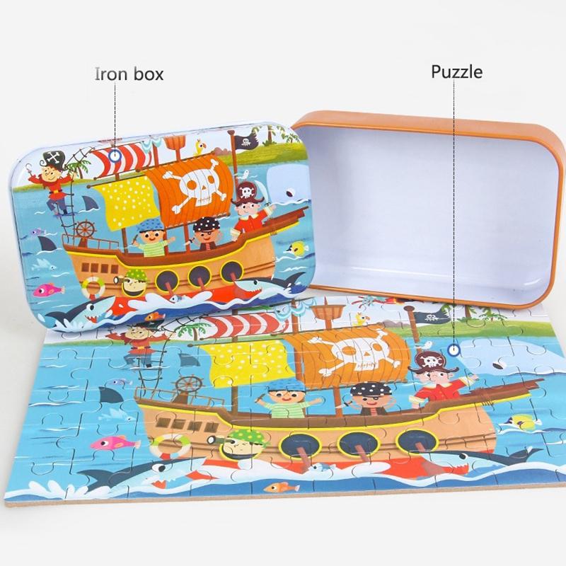 Пазл из 60 деталей, игры Монтессори, мультяшные животные, транспорт, пазлы с динозаврами для детей, развивающие игрушки, детский рождественский подарок