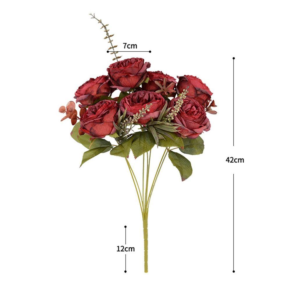 7 Heads Simulation Flower Rose Silk Petals Faux Flower Holding Bouquet Flower Wedding Ornament