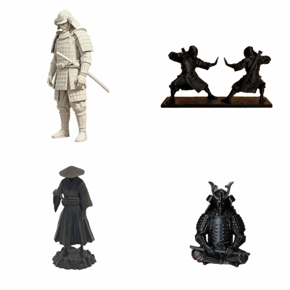 3D Printed Swordsman Figure Dark Style Samurai Sculpture Ancient Style Ninja Statue Home Decor