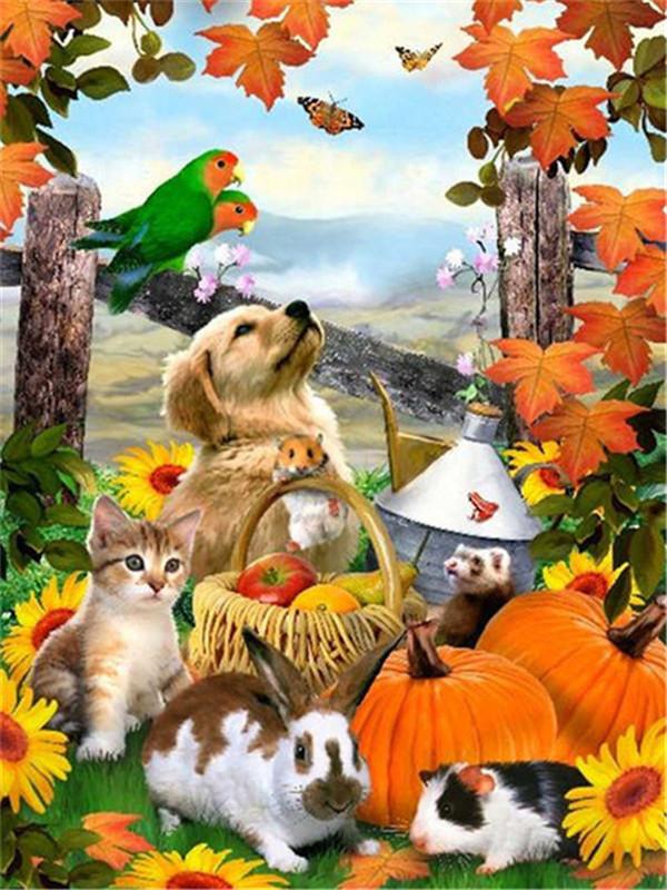 Полный дрель алмазная живопись собака горный хрусталь комплект Алмазная вышивка животных вышивка крестиком мозаика тыква осеннее украшение
