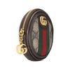 Gucci Ophidia Пресбиопия Логотип Полосатая отделка Холст Кожа Круглый кошелек для мелочи Клатч Женский Эбеновое дерево/Коричневый