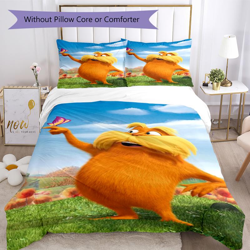 3pcs The Lorax Bedding Set Duvet Cover Closure Includes 1 Duvet Cover & 2 Pillowcases, Soft and Comfortable for All Seasons.