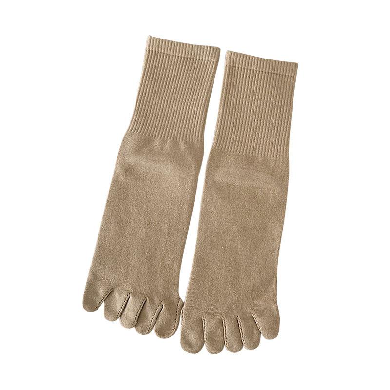 1 пара носков Harajuku из органического хлопка с пятью пальцами, мягкие чулки, эластичные носки с пальцами, женские носки средней длины, однотонные, дышащие