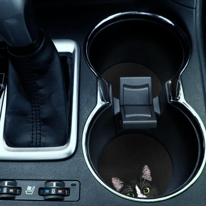 WIRESTER, Orange Tabby Kitten Cat, Black White Tuxedo Cat Design Absorbent Round Fabric Felt Neoprene Car Coasters for Drinks (2.87 inches), 2pcs Set