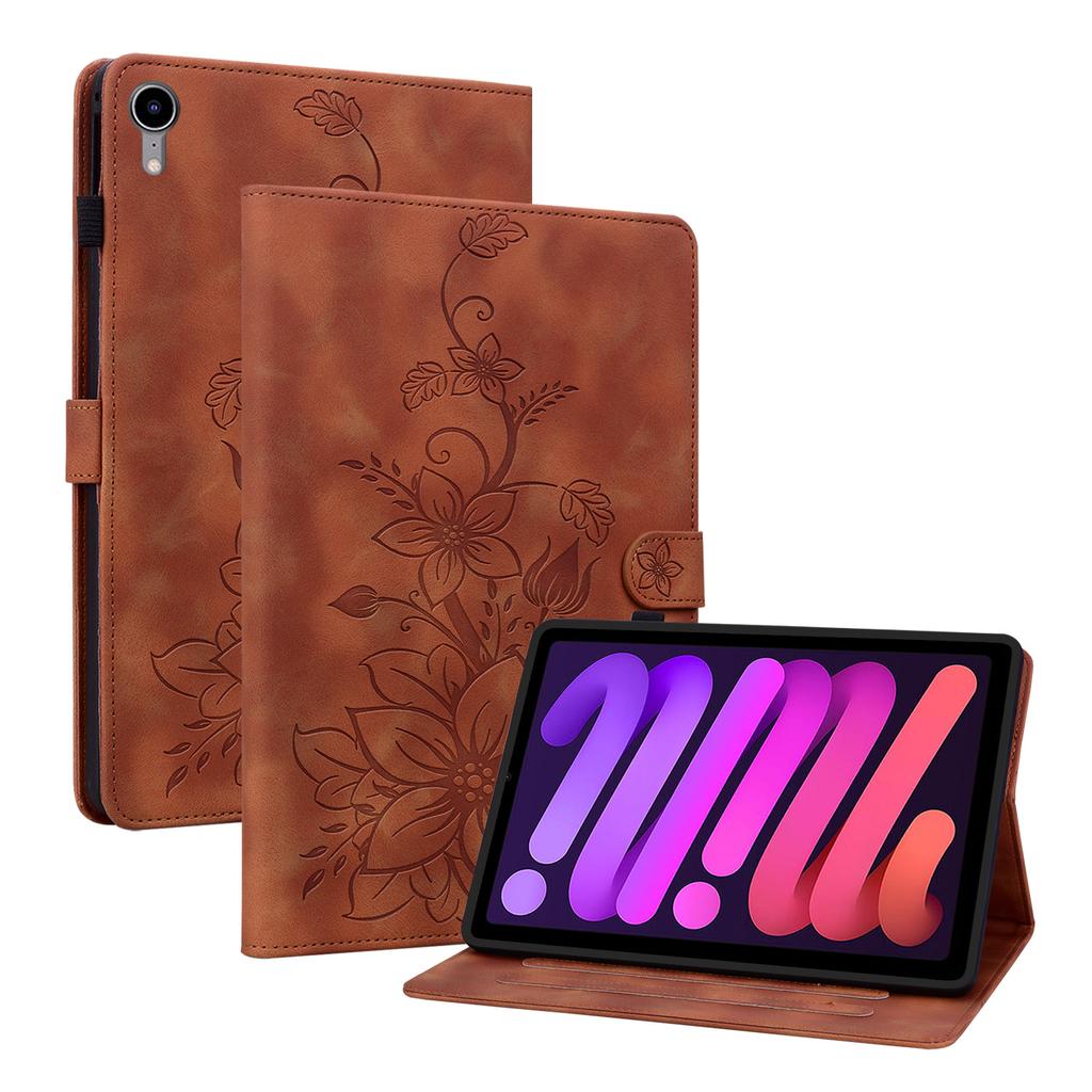 For Apple iPad Mini (2024) (Also Known As iPad Mini (A17 Pro)).PU Leather Exquisite Floral Embossed Design Tablet Case