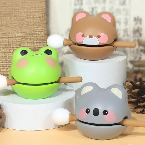 Деревянная игрушка-рыба с мультяшным животным и молотком для снятия стресса, медитации, успокаивающего ударного инструмента, настольного украшения из деревянной рыбы из смолы