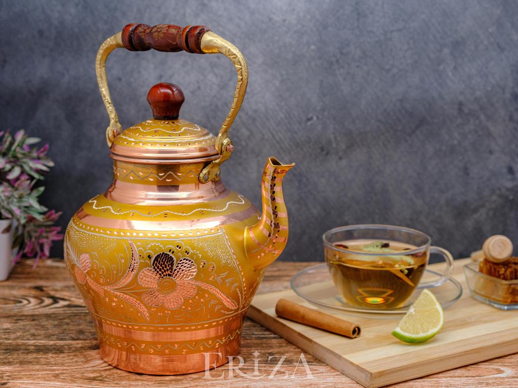 Медный чайник ручной работы для плиты 64 жидких унций