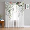 Листья Эвкалиптовые листья Бутоны цветов Акварельные прозрачные шторы для детей Спальня Гостиная Вуаль Оконные шторы Тюль Шторы