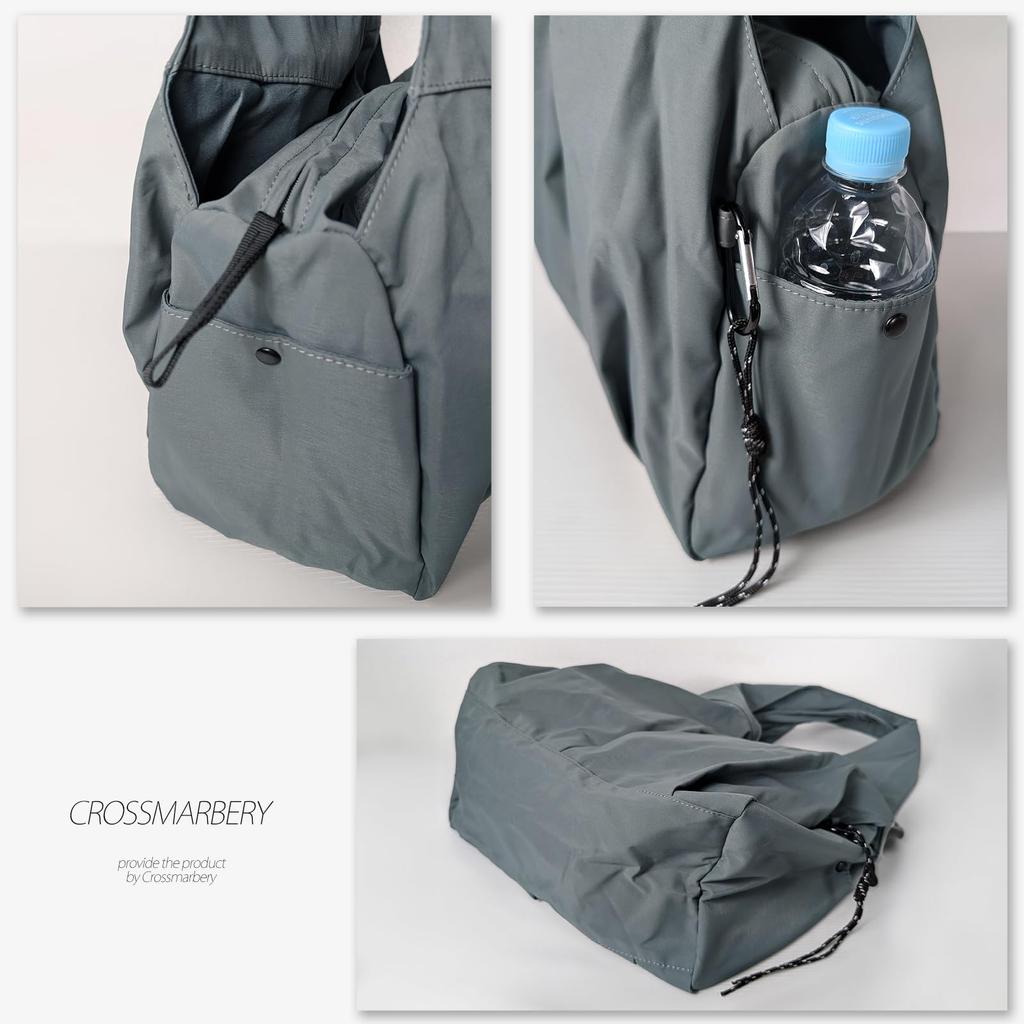 Большая большая сумка-тоут с множеством плечевых сумок, симпатичная сумка R62 черного цвета [Crossmarberry], вместимость, молния, нейлон, легкая, женская, стильная, молния,