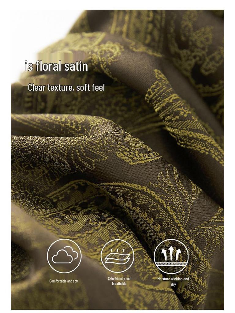 Super Aura Rayon Jacquard Wide-Leg Long Pants - New Chinese National Style