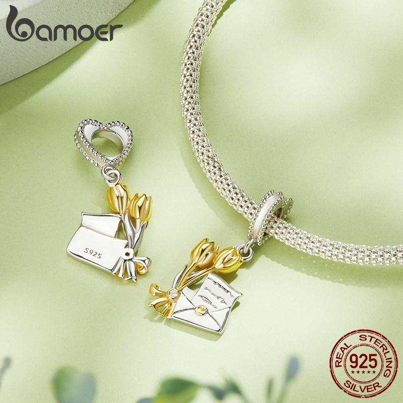 BAMOER из стерлингового серебра 925 пробы, бусины золотой серии, подвески в форме зонтика, подходят для оригинального серебряного браслета, женские украшения «сделай сам»