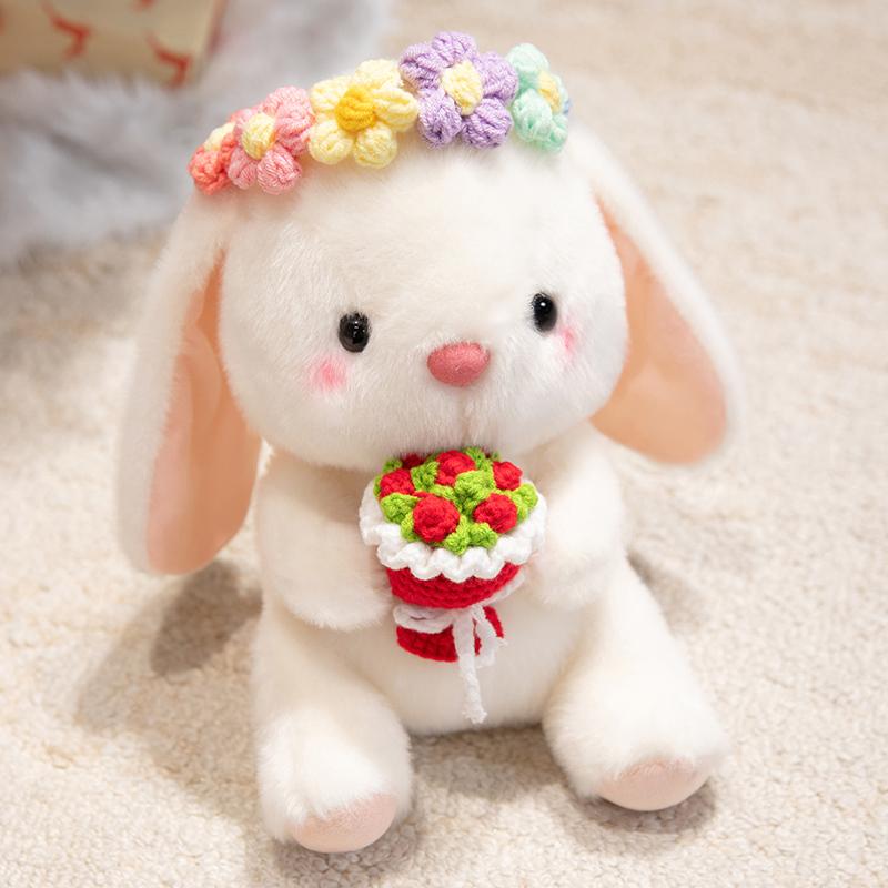 2025Cm Cute Hug Flower Bouquet Rabbit Raccoon Toy Capybara Hug Easter Egg Plush Doll Easter Valentine'S Day Gift