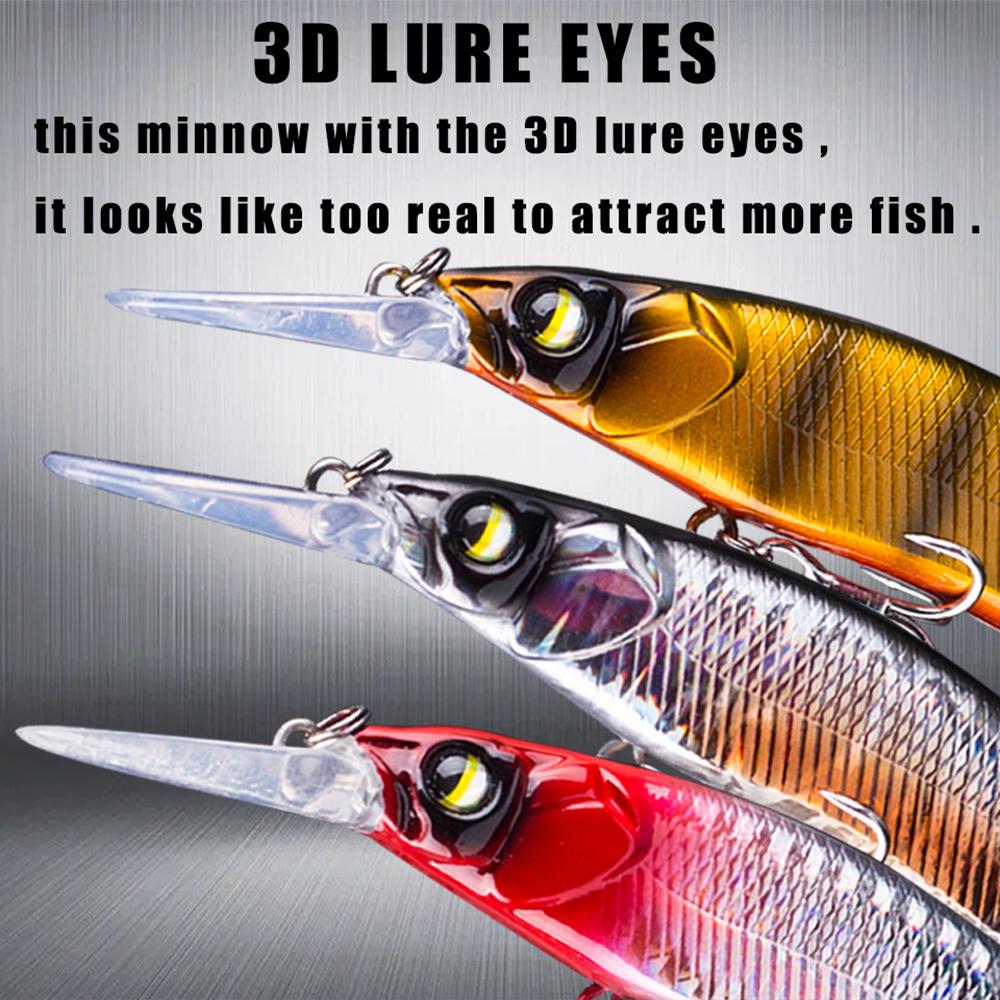 Jerkbaits for Bass with Treble Hook Medium Diving Minnow Fishing Lure Hard Artificial Bait Swing