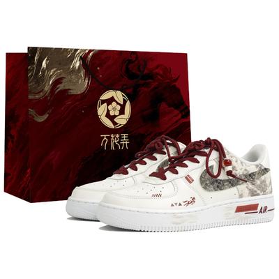 Air Force 1 Wan Hua Nong, Chi Li Ying Nian, Сумка для покупок Низкие кеды для скейтборда Женские Белый Красный DH2920-111(Team113-S-BOX)