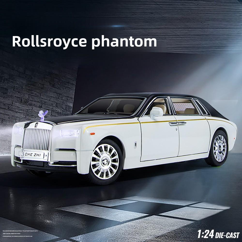 Модель автомобиля Rolls-Royce Phantom из легкого сплава в масштабе 1/24 со звуком, светом и крышей в виде звездного неба для детской коллекции и украшения.