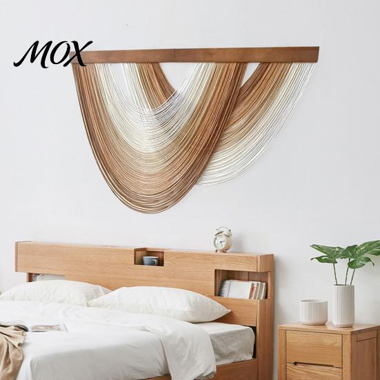 Bohemian Wall Hanging Boho Tapestry, Handwoven Cotton Rope Tapestry with Wood Rod, Minimalist Art Gradient Decor for Living Room Bedroom Entryway