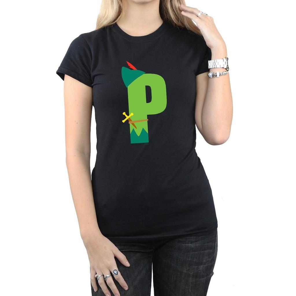 Disney Womens/Ladies Alphabet P Is For Peter Pan Cotton T-Shirt