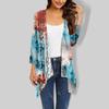 Женский кардиган неправильной формы с принтом, рукавами три четверти и карманной курткой