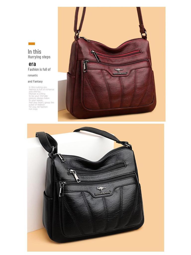 2025 Women's Fashion PU Crossbody Bag: Embroidered Multi-Pocket Shoulder Bag