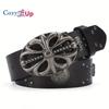 Men's Belt Bohemian Style Belt Vintage Inlaid Skeleton Head Women's Belt Riveted Belt Hip Hop Punk Rock Y2K Style Sexpot Belt