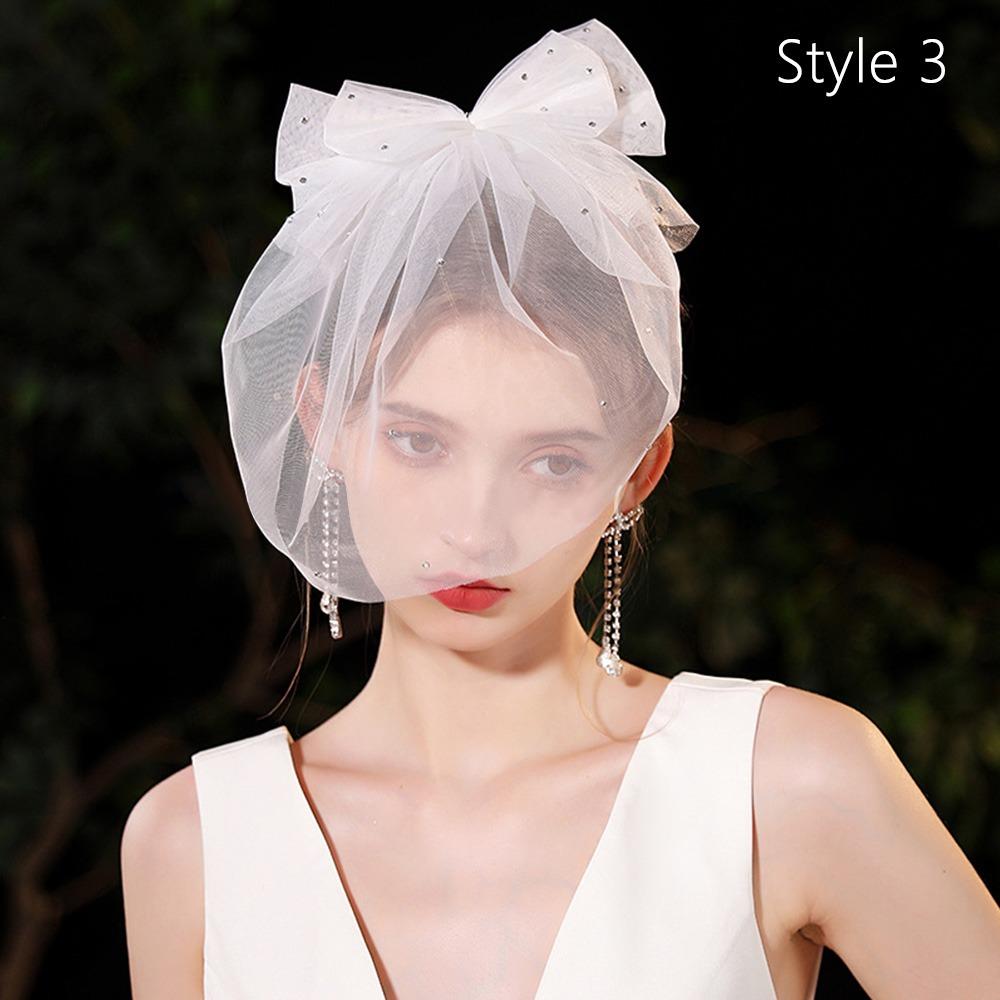 Тюлевый бант с жемчугом Свадебный головной убор Белые свадебные фаты для женских свадебных фат