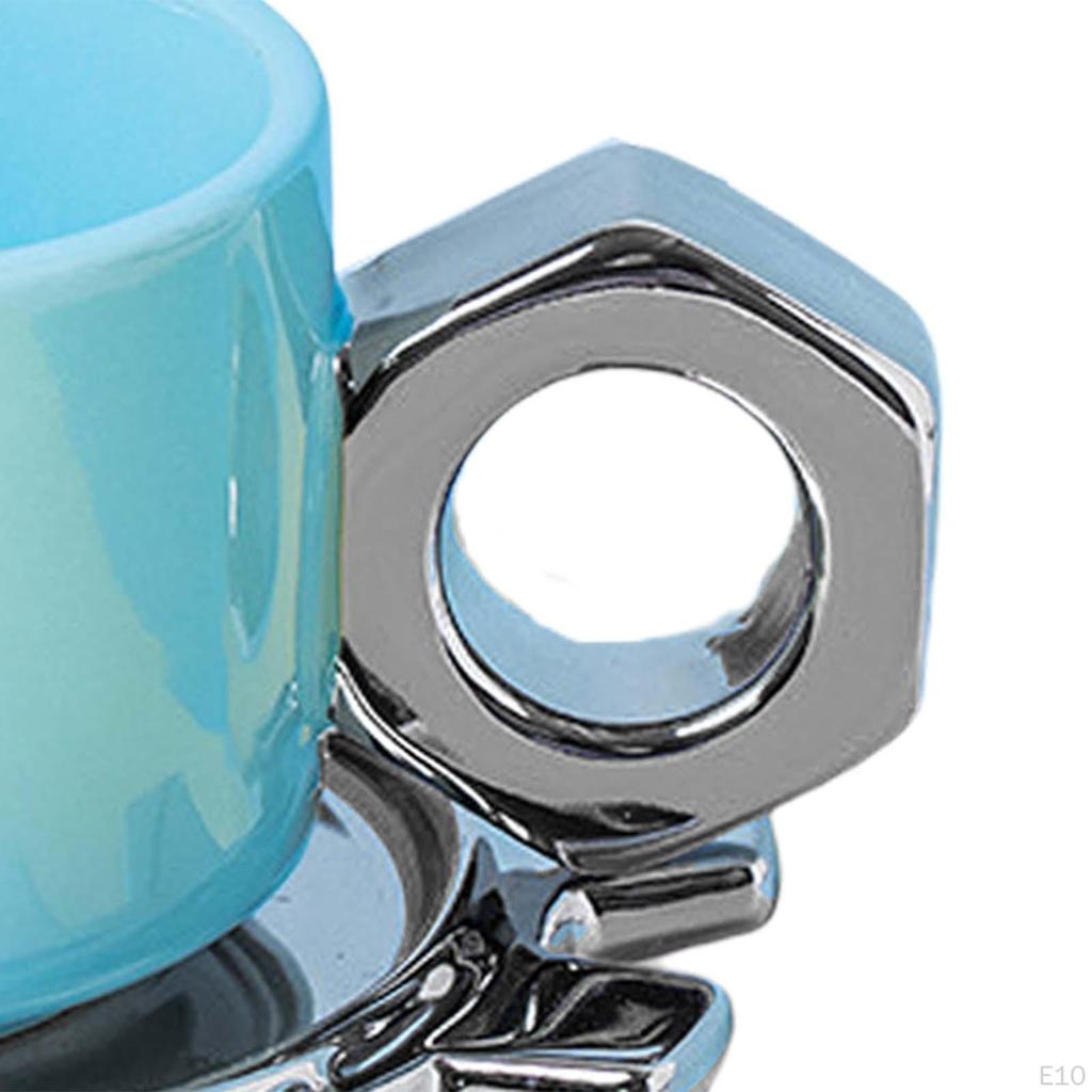 250ml Ceramic Coffee Cup with Saucer, Tea Fancy Handle, Office Juice