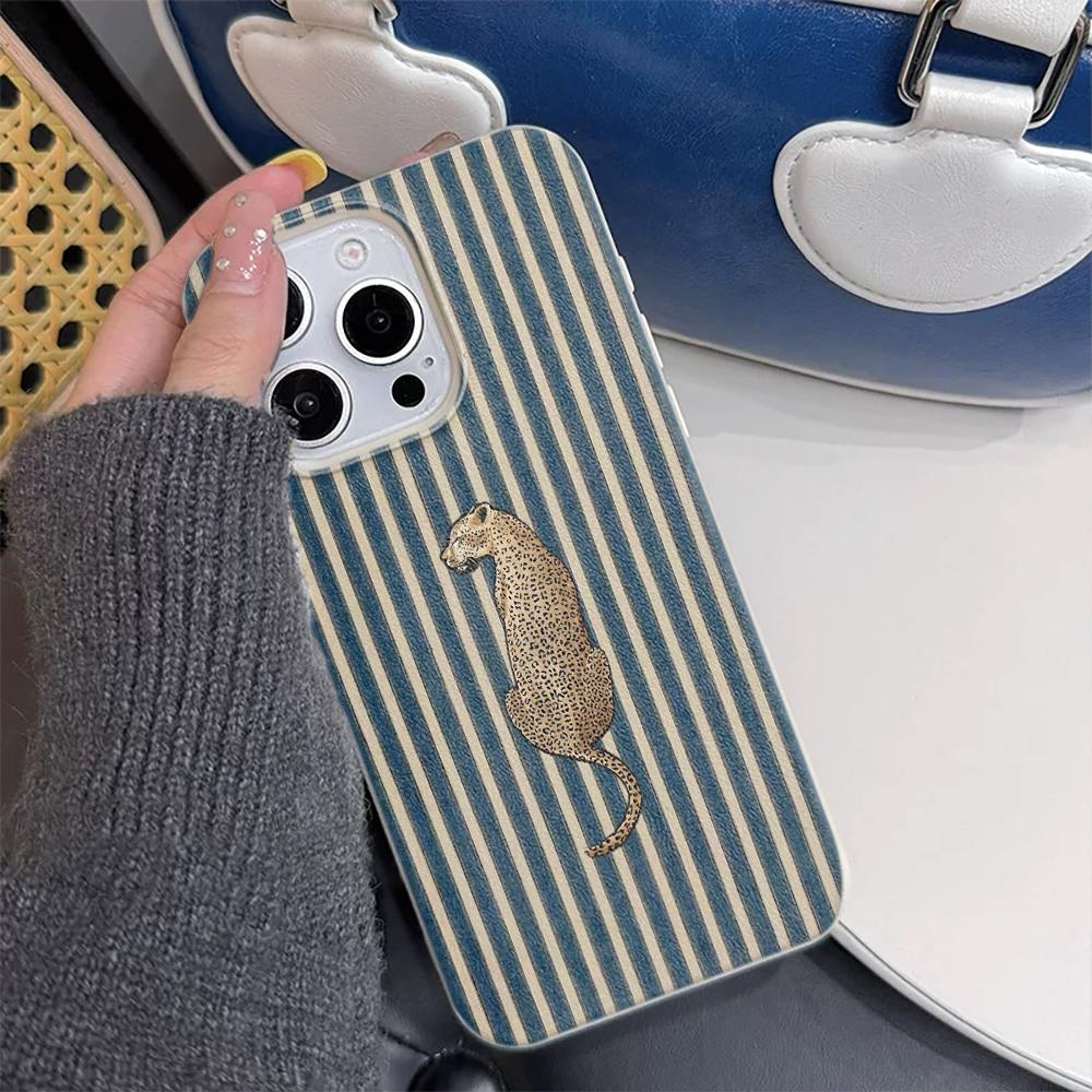 Чехол для телефона 'Гепард в полоску' Подходит для IPhone 17 Pro Max Air 16 15 Plus 14 13 12 11 Чехол-обложка Funda Для IPhone 16 15 14 Plus