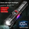 Перезаряжаемый светодиодный фонарик с зумом, фонарь с ЖК-дисплеем, 6 режимов, мощный фонарик, фонарь для рыбалки и кемпинга, дальнобойные портативные аксессуары