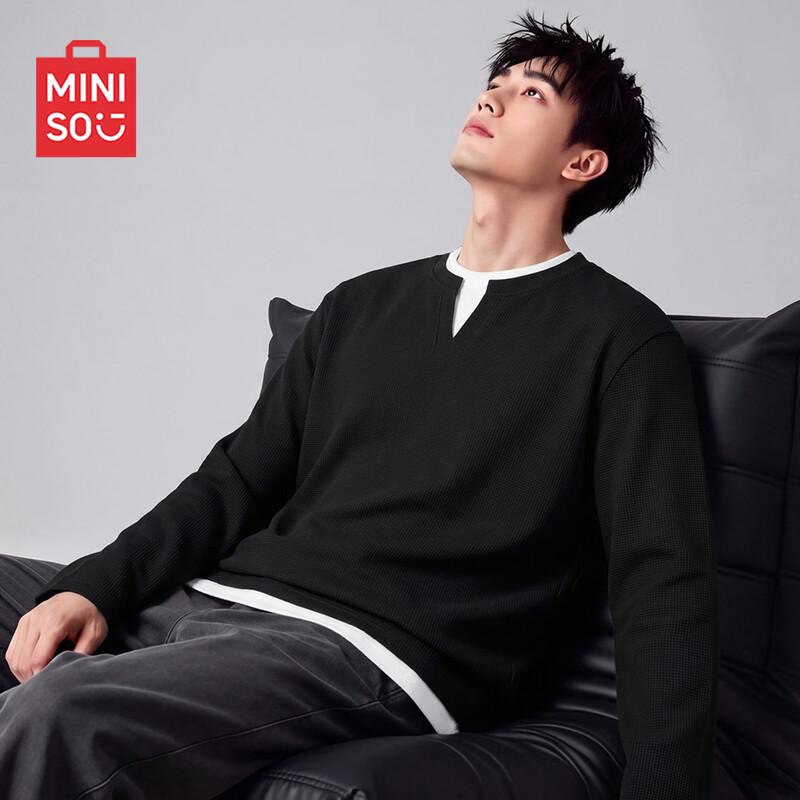 MINISO Teen Boys' Waffle Knit Long-Sleeve T-Shirt