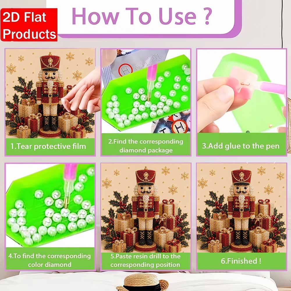 Pearl painting Christmas Nutcracker art kit DIY handmade holiday festive home decor painting