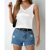 Women's Spring Summer Satin Vest V-neck Casual Halter Vest Sleeveless Shirt