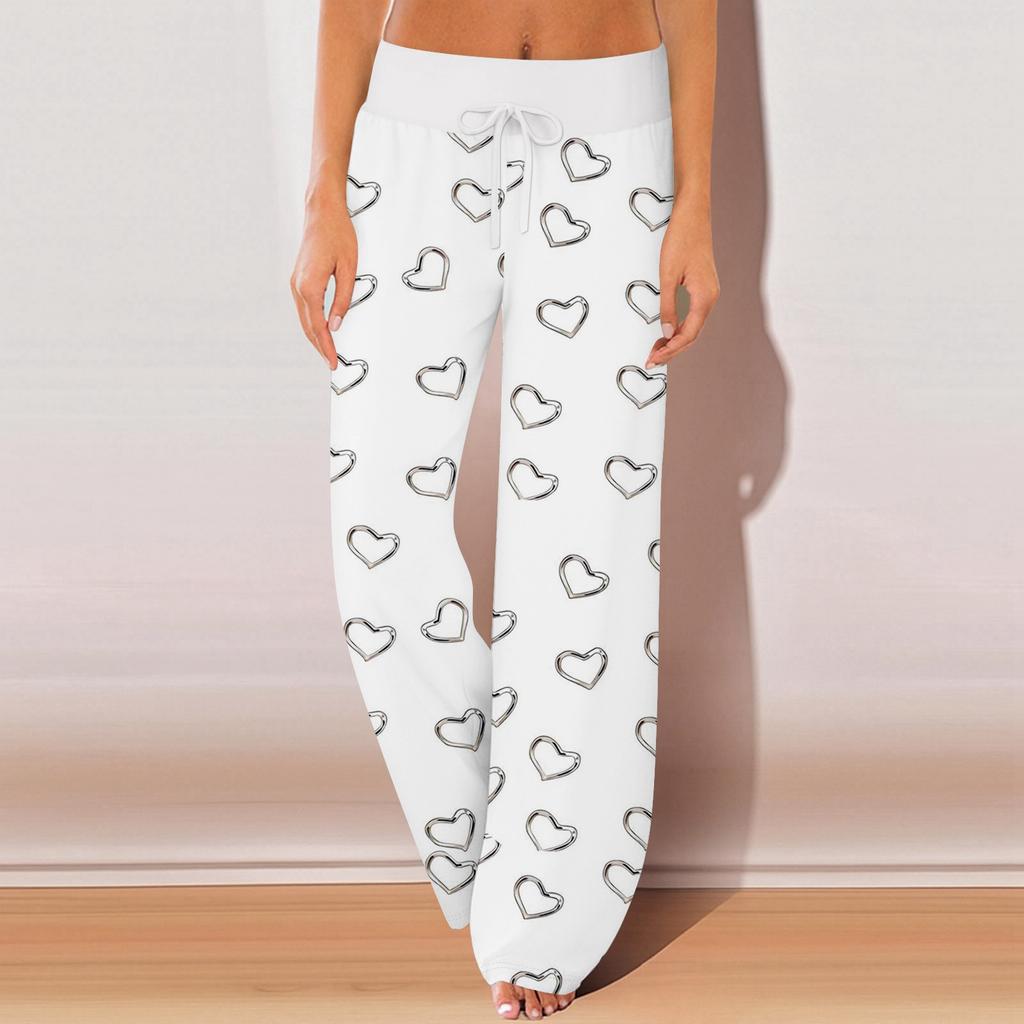 Женские пижамные штаны, одежда для сна, повседневные брюки с эластичной резинкой на талии, удобные прямые свободные брюки для йоги