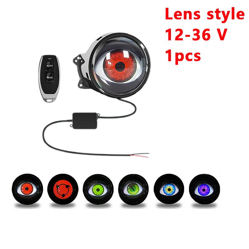 3 Inch Dynamic Devil Eye LED Car Light Headlight Assembly 6 Mode 3D Modified Eagle Eye Light With Remote Modification Kit