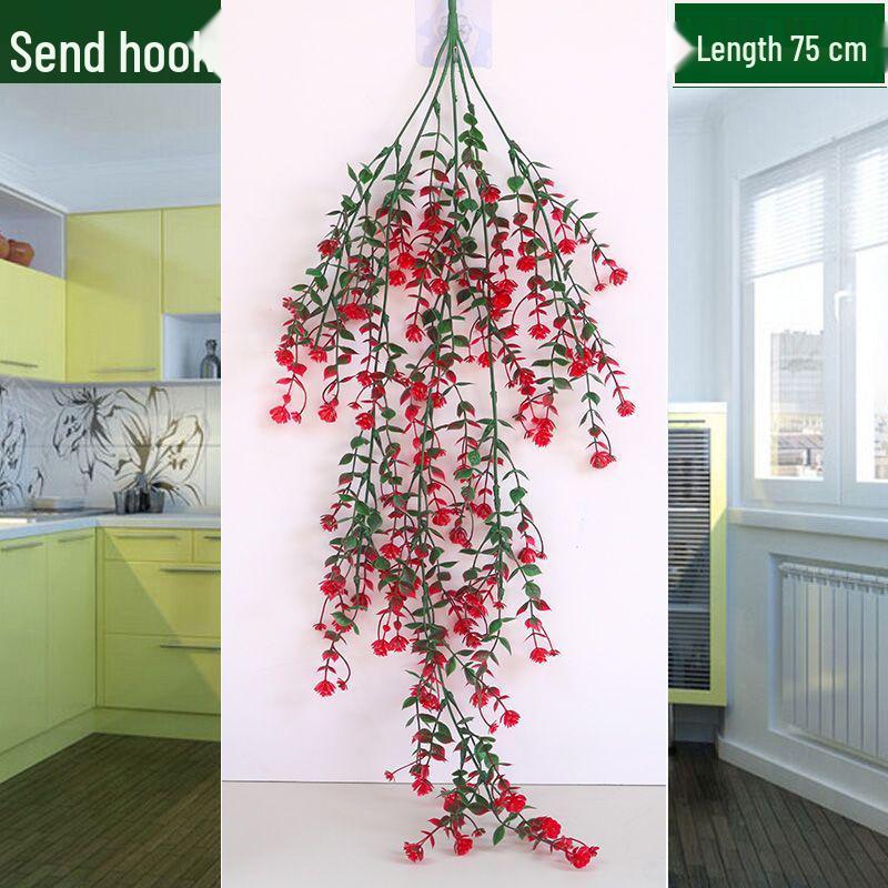 Artificial Rose Vine Wall Hanging Basket for Indoor Decoration