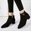 Fashion Ankle Boots Autumn/Winter Women's Pointed Toe Low Heel Solid Color Fleece Warm Short-Tube Boots Outdoor Anti-Skid Boots