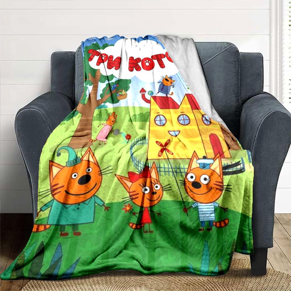 Cartoon Kid-E-Cats Print Flannel Blanket High Quality Warm Comfortable Cover for All Seasons Perfect for Gifts Home Decor