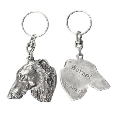 Борзая, русская псовая борзая, русский волкодав - посеребренная подвеска в виде собаки, украшение на сумку, подвеска на рюкзак от бренда