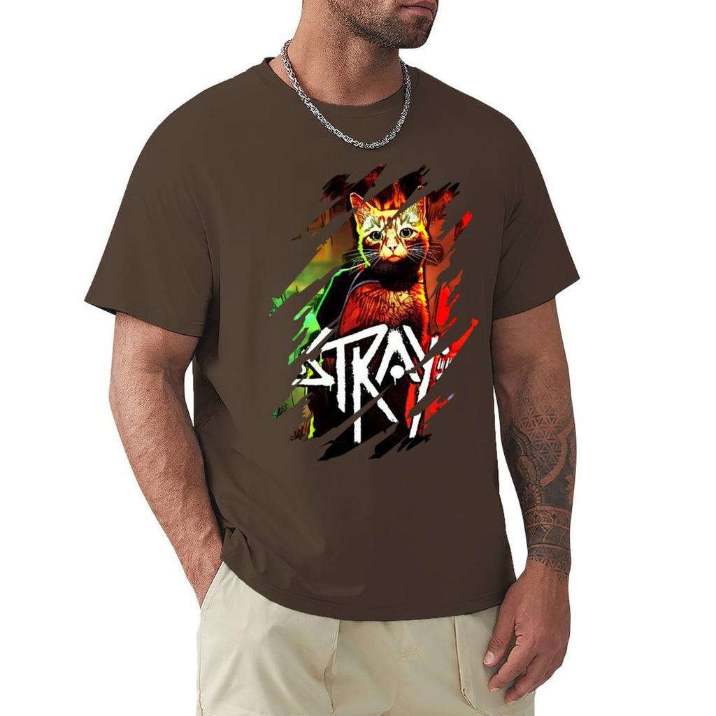 Футболка Stray Game, Cool Design, футболки Heavyweights, футболки с графическим принтом для мальчиков, простые белые футболки с принтом животных для мужчин