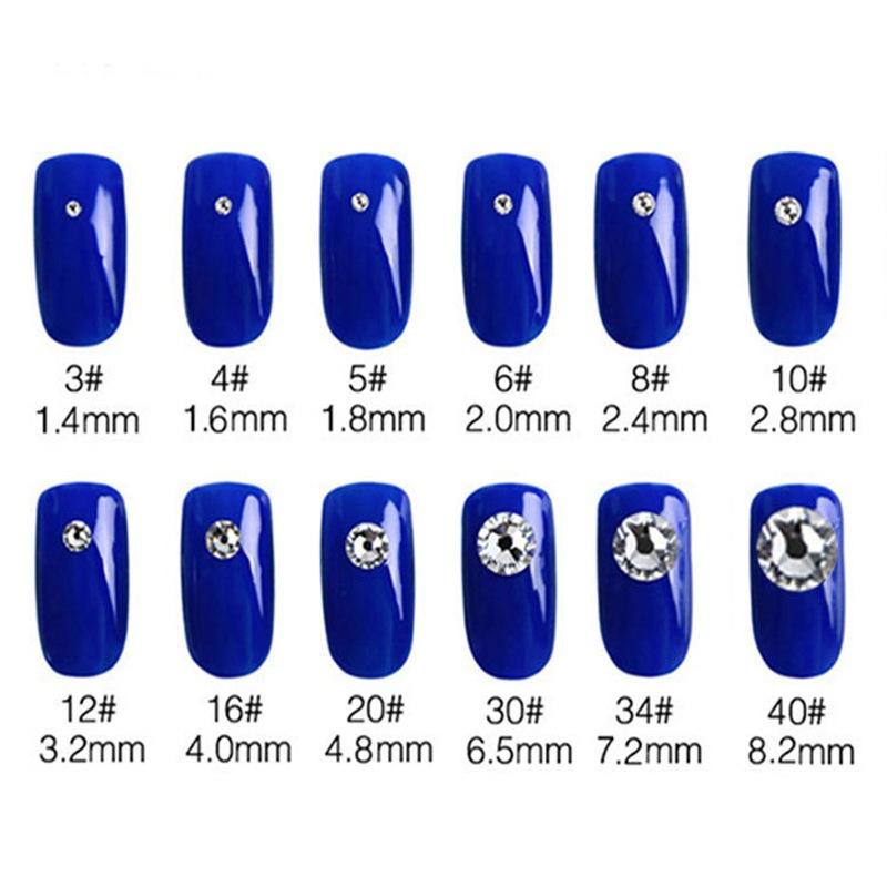 1440pcs/pack Glitter Rhinestones Crystal White AB Color Non Hot Fix FlatBack Strass Sewing & Fabric Garment Rhinestone Nail Art Stone 9 Sizes